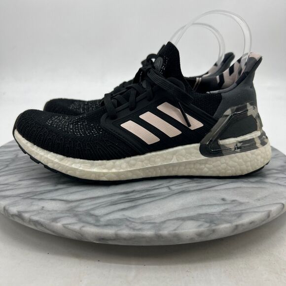 Adidas Ultraboost 20 Running Sneaker Womens 6 Black Pink Tint Marathon Cushioned - Picture 4 of 12